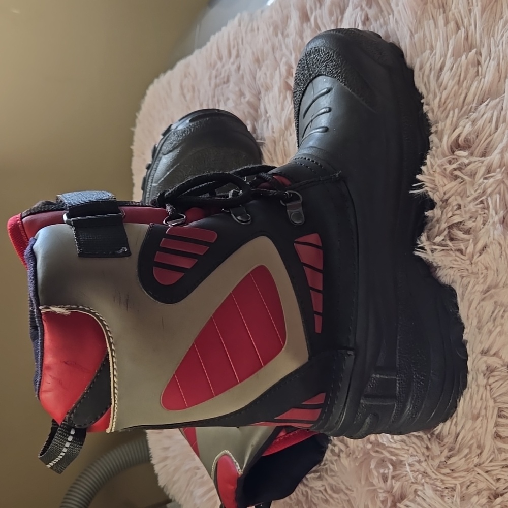 Sportek Winter Snow Shoes Boots Children Black Red Gray Size 5